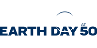Earth Day 50, blue horizontal logo - University of Michigan