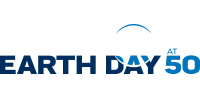 Earth Day 50, two-color blue horizontal logo - University of Michigan