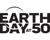 Earth Day 50, black vertical logo - University of Michigan