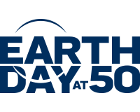 Earth Day 50, blue vertical logo - University of Michigan